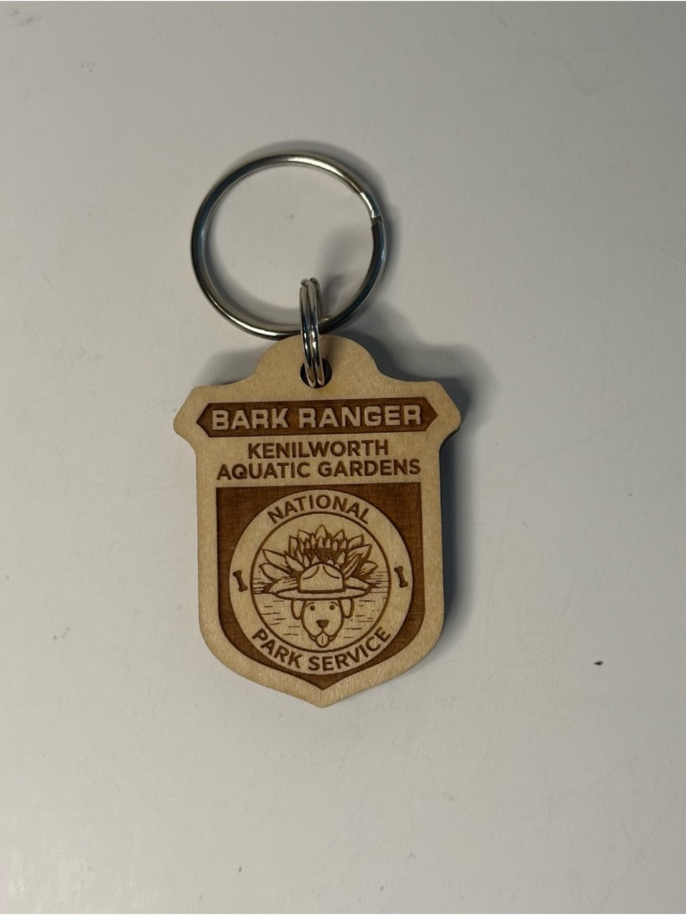 National Park Service Kenilworth Aquatic Garden BARK Ranger Wood Badge Keychain